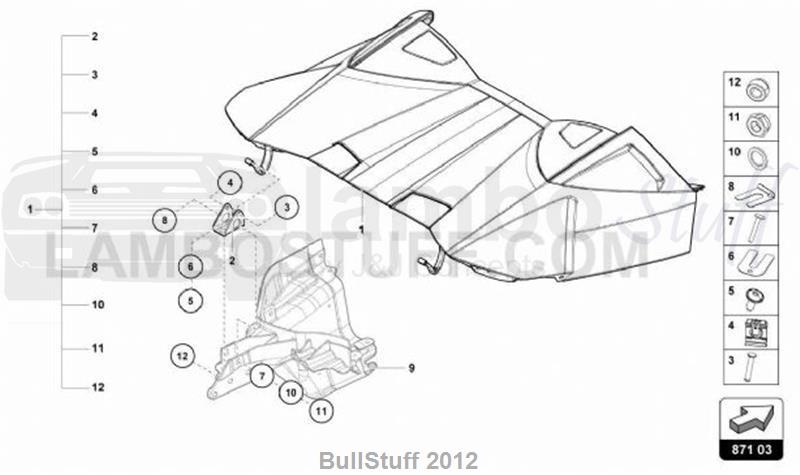 2018 Lamborghini HURACAN LP580-2 SPYDER ENGLAND CABRIO TOP STOWAGE BOX COVER (871.03.00)